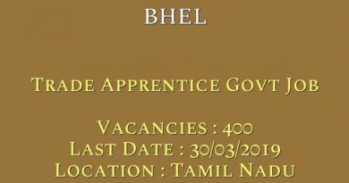 Bharat Heavy Electricians Limited (BHEL) - 400 Trade Apprentice Vacancy