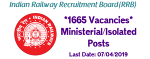 RRB Recruitment – 1665 Ministerial And Isolated Various Posts Vacancy